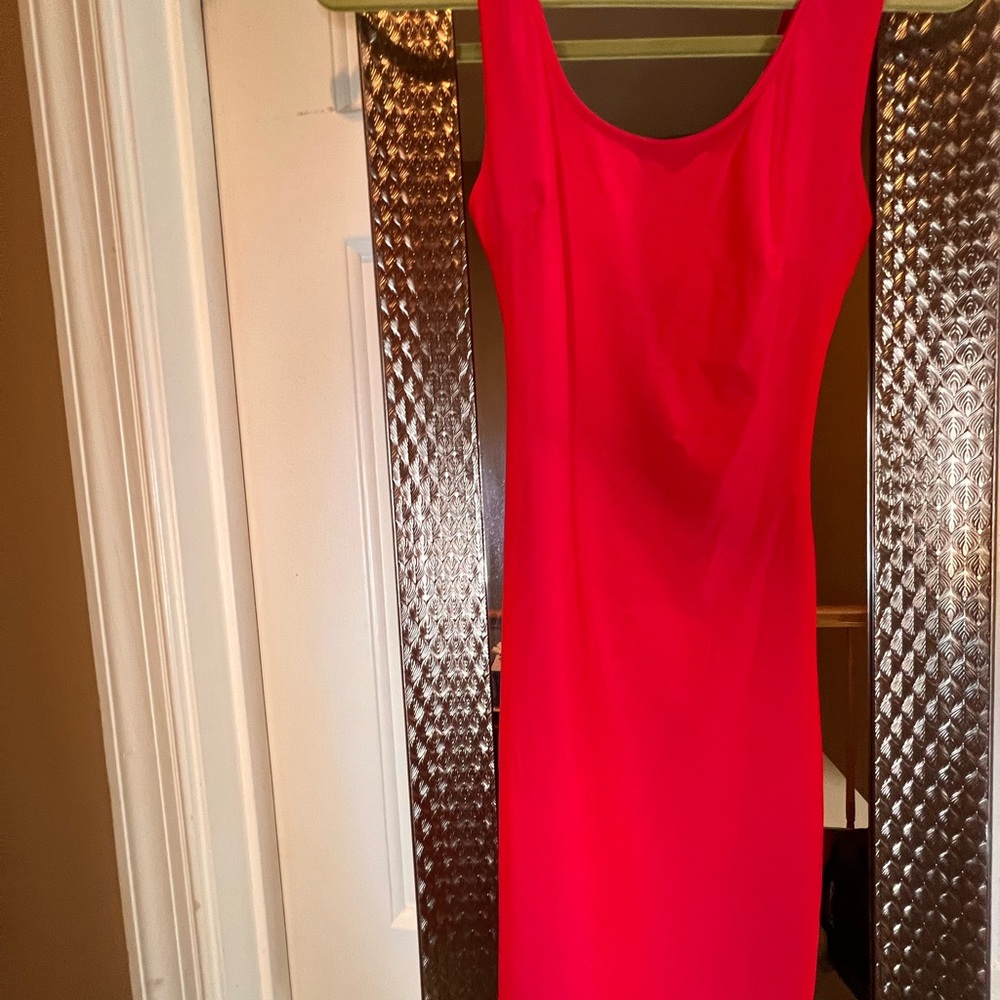 Fashion Nova Red Sheath Midi Dress Scoop Neck